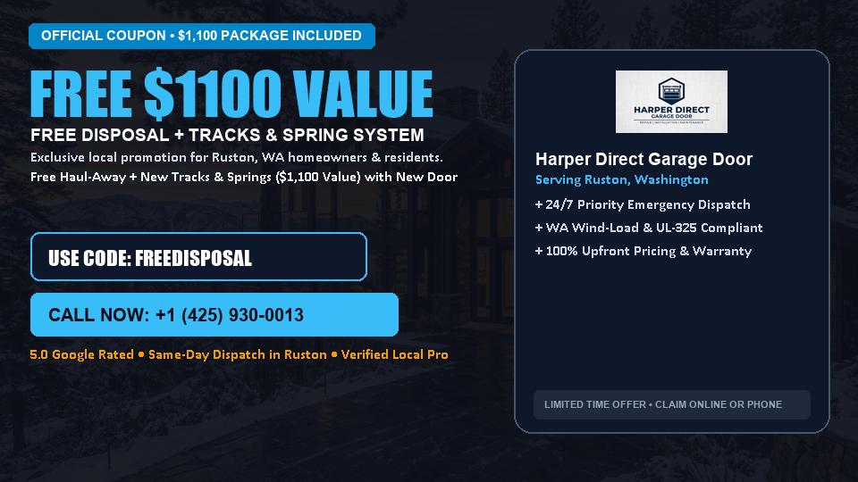 FREE Old Door Haul-Away & Heavy-Duty Tracks in Ruston, WA - Harper Direct Garage Door