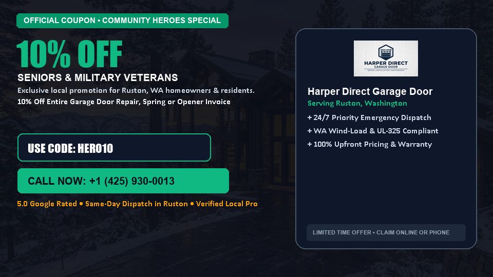 10% OFF Senior, Military & First Responder Discount in Ruston, WA - Harper Direct Garage Door